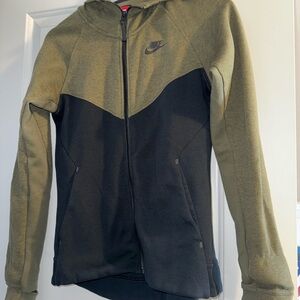 Nike Olive and Black Zip-Up Hoodie